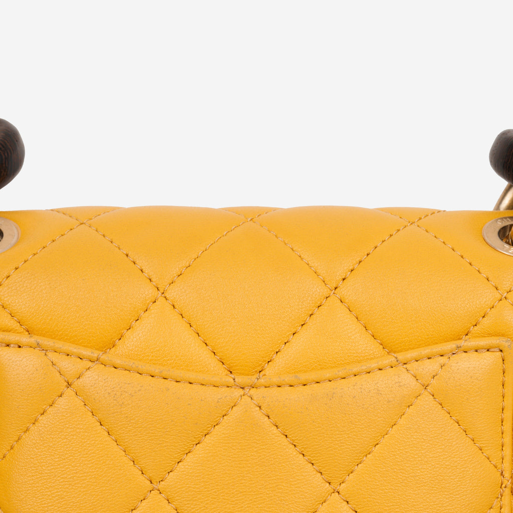 Chanel Mini Square Wenge Wood - Yellow Lambskin | Gold Hardware
