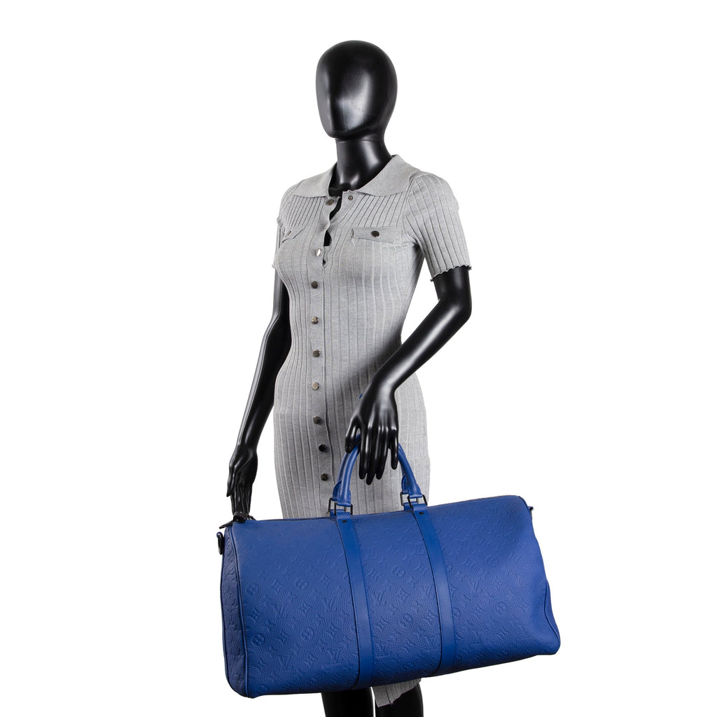 LOUIS VUITTON Taurillon Leather Keepall 50 - Blue