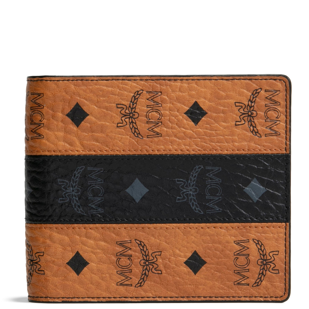 MCM Visetos Zip Wallet on Strap - Cognac