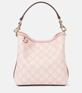 Gucci GG Emblem Mini leather-trimmed bucket bag 2025