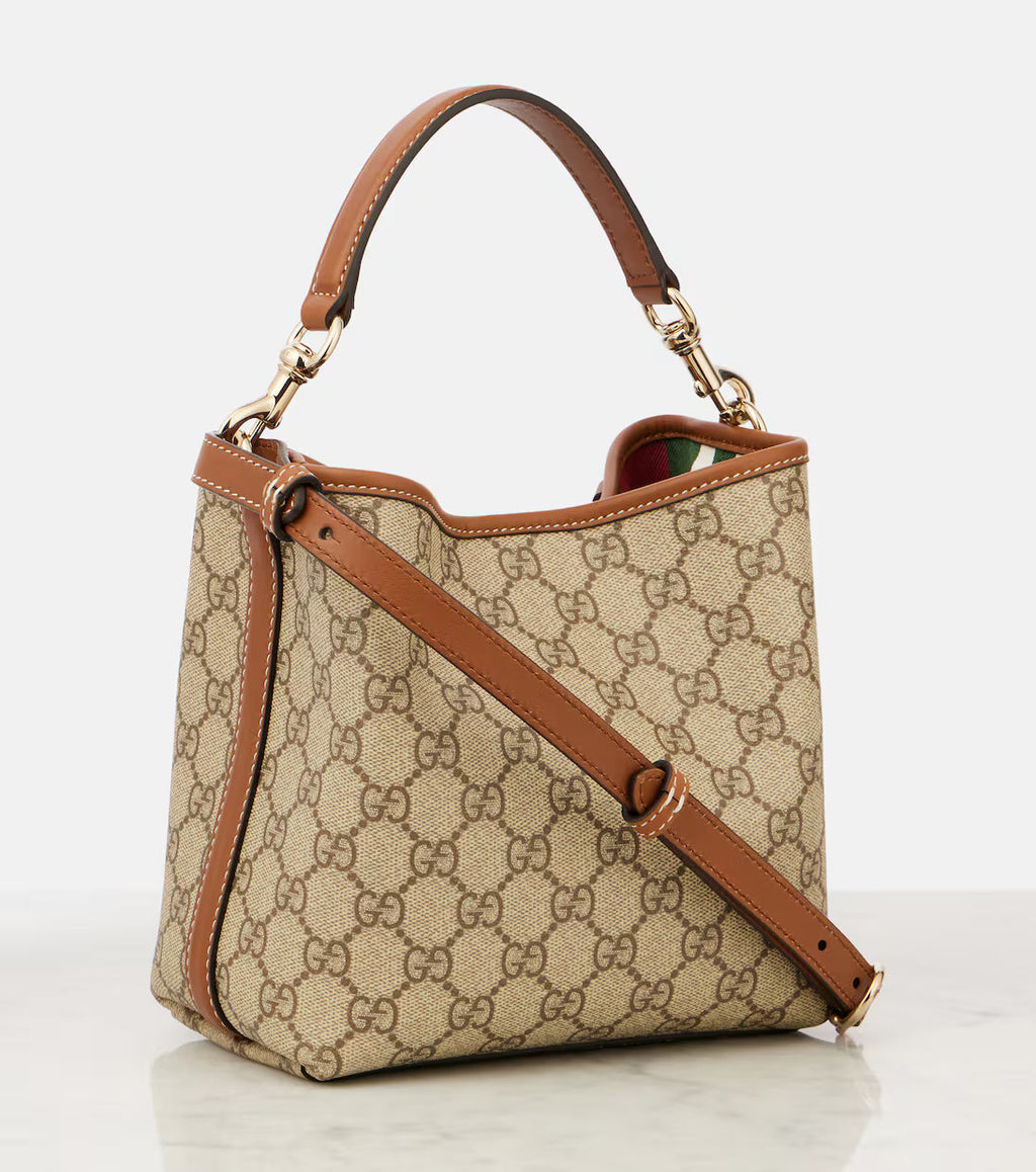 Gucci GG Emblem Small canvas bucket bag 2025