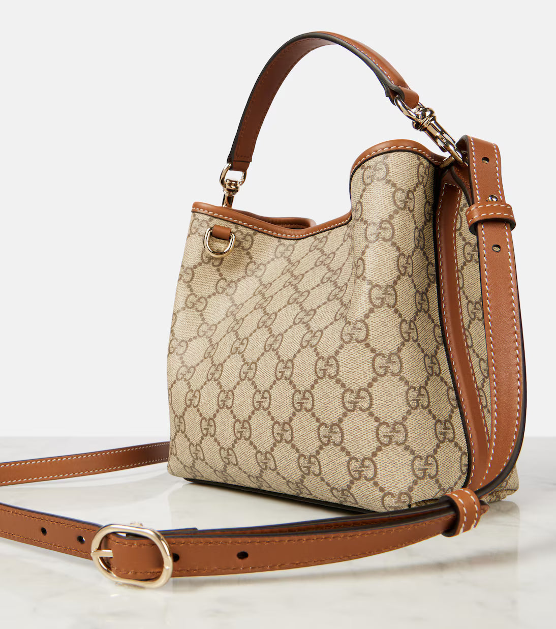 Gucci GG Emblem Small canvas bucket bag 2025