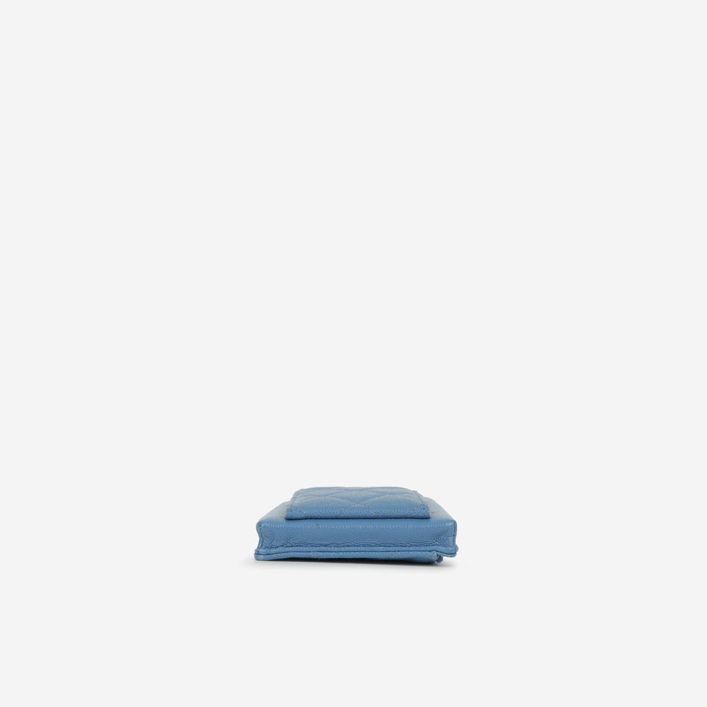 Chanel CC Phone Holder -  Blue Caviar | Champagne Gold Hardware
