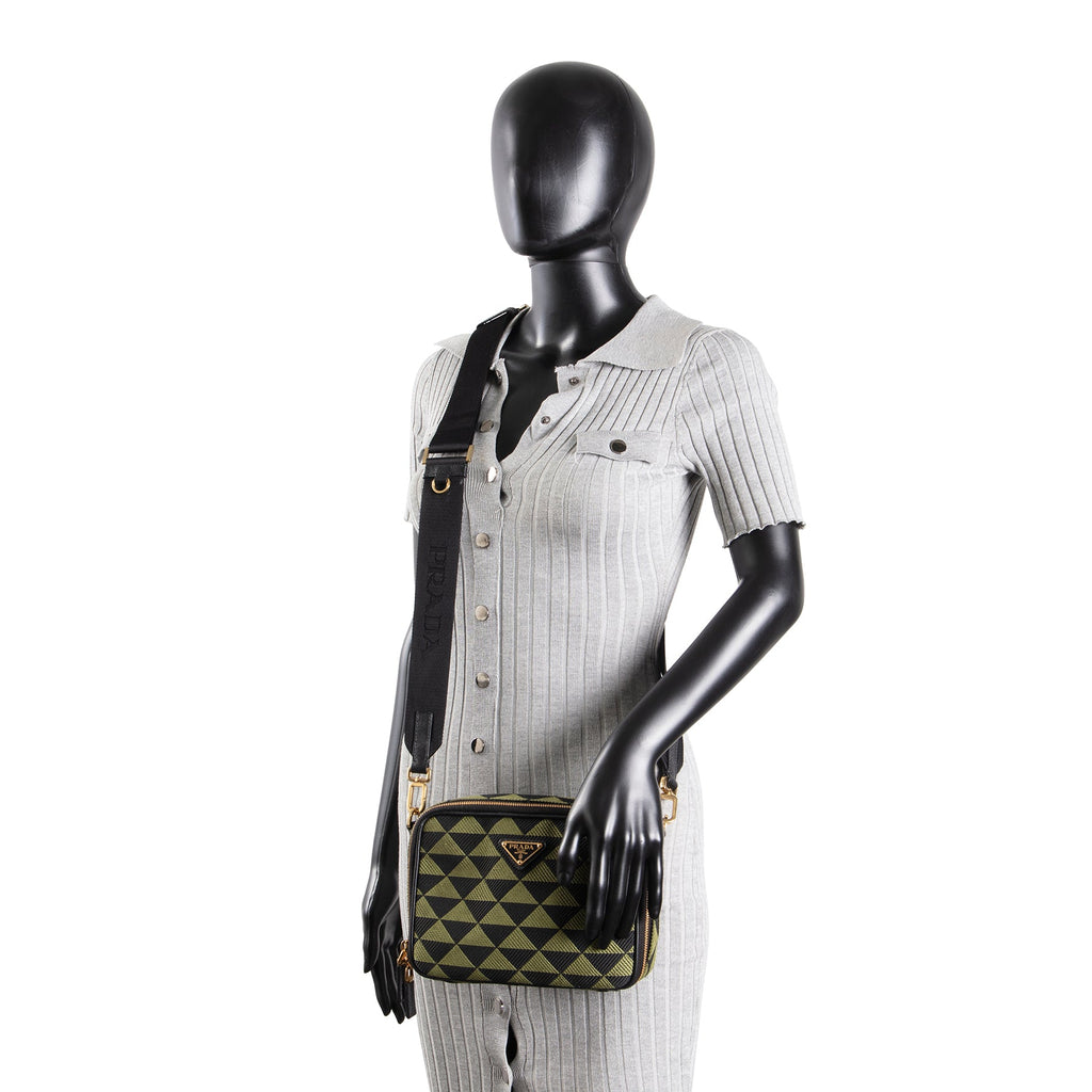 PRADA Triangolo Symbole Camera Bag - Black & Green