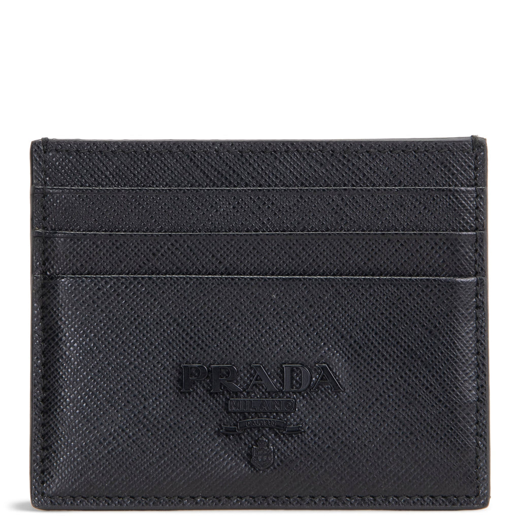 PRADA Saffiano Leather Card Holder - Black