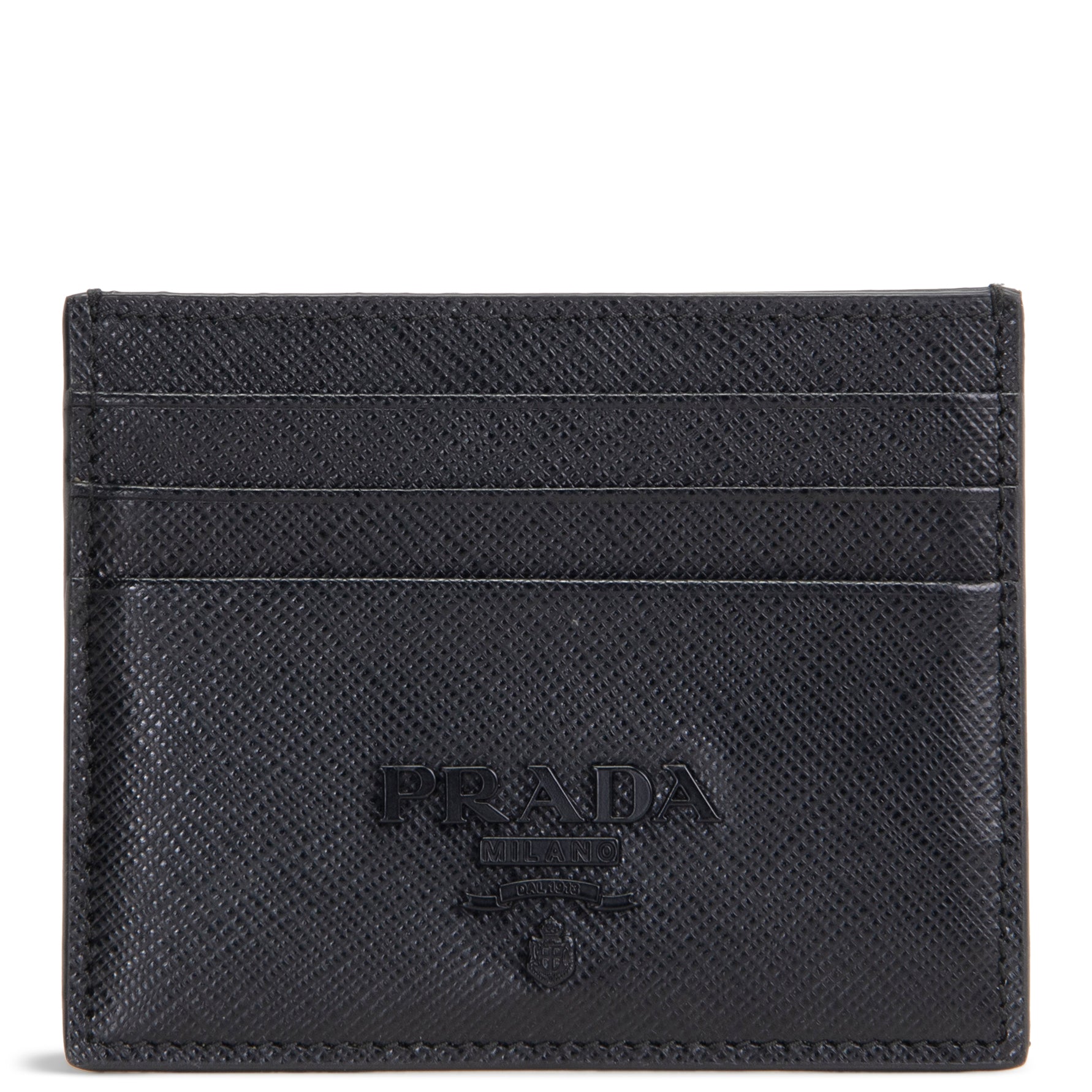 PRADA Saffiano Leather Card Holder - Black