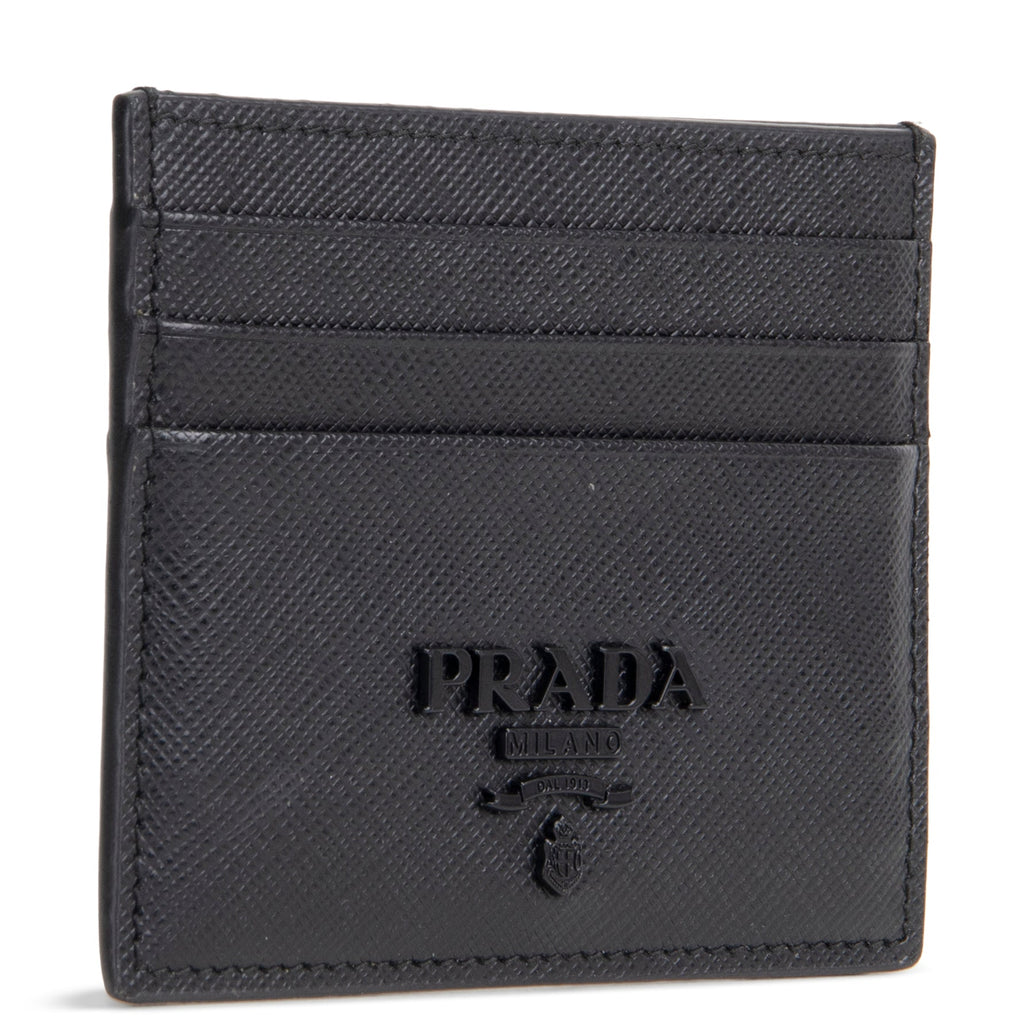 PRADA Saffiano Leather Card Holder - Black