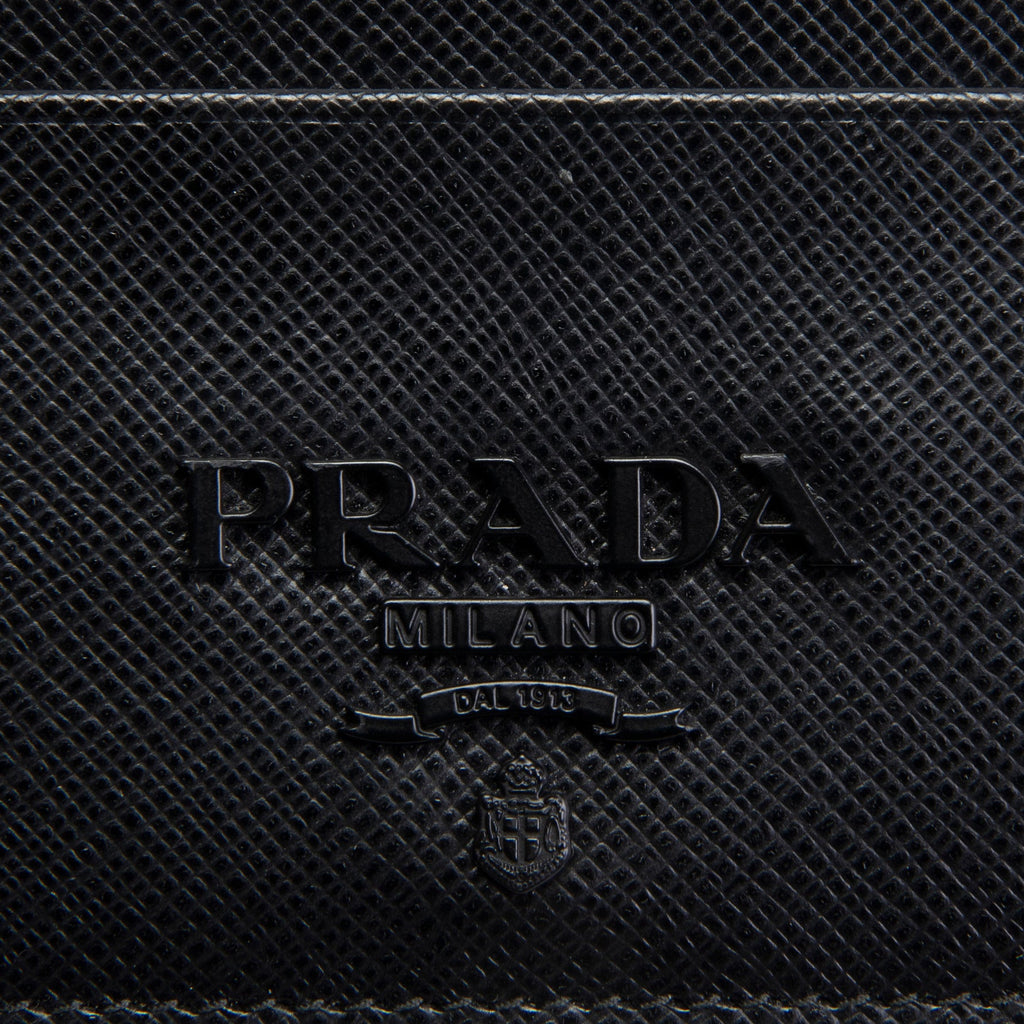 PRADA Saffiano Leather Card Holder - Black