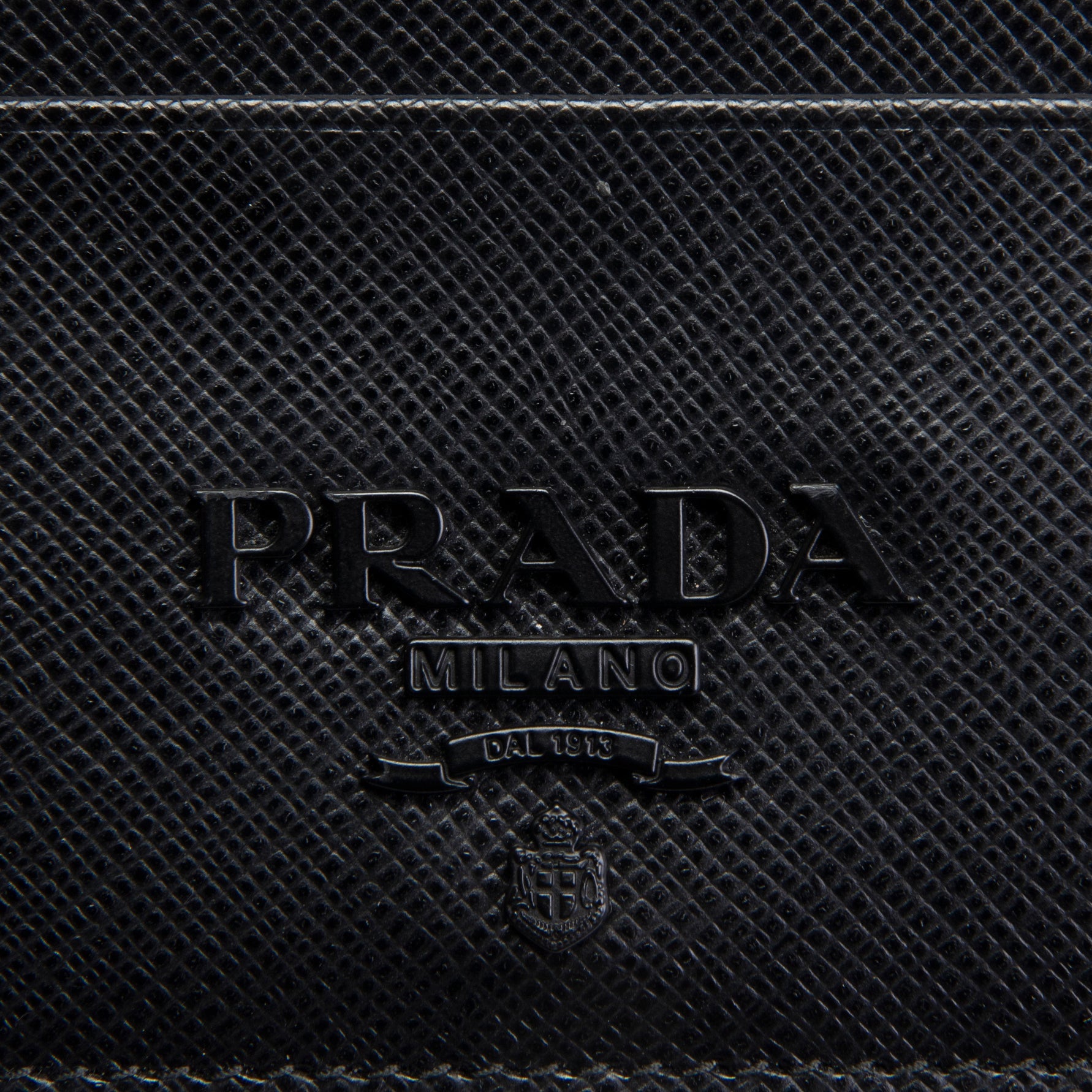 PRADA Saffiano Leather Card Holder - Black