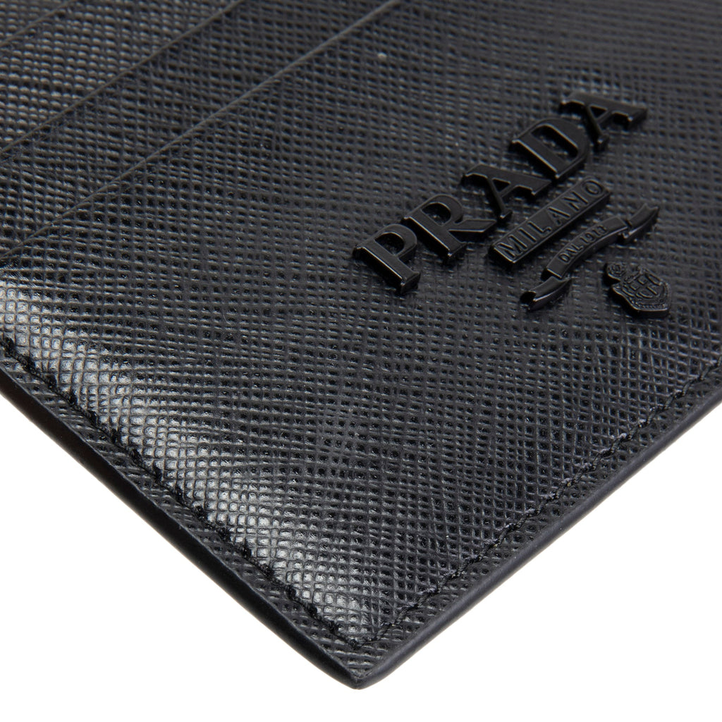 PRADA Saffiano Leather Card Holder - Black