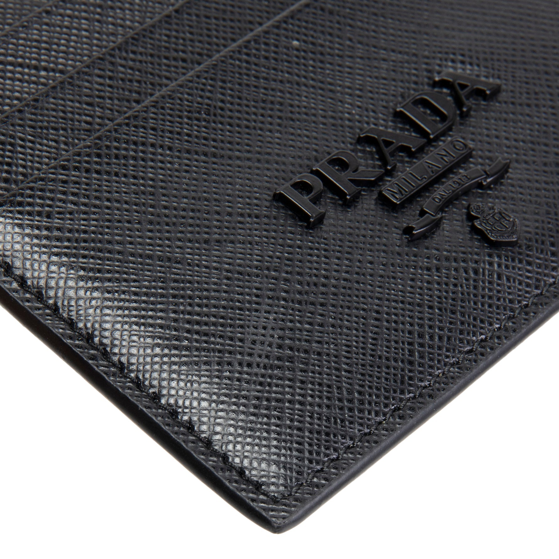 PRADA Saffiano Leather Card Holder - Black