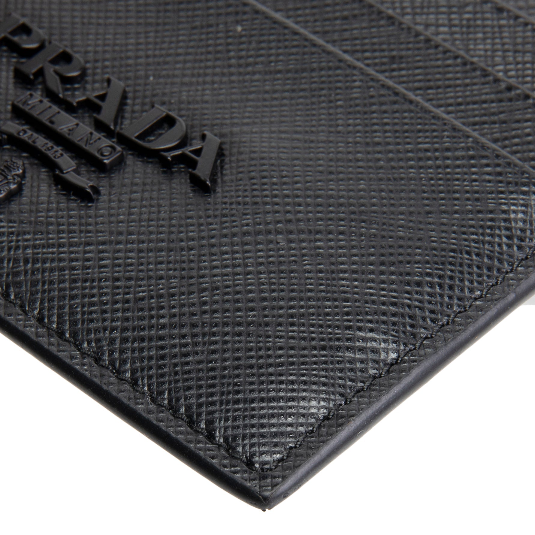 PRADA Saffiano Leather Card Holder - Black