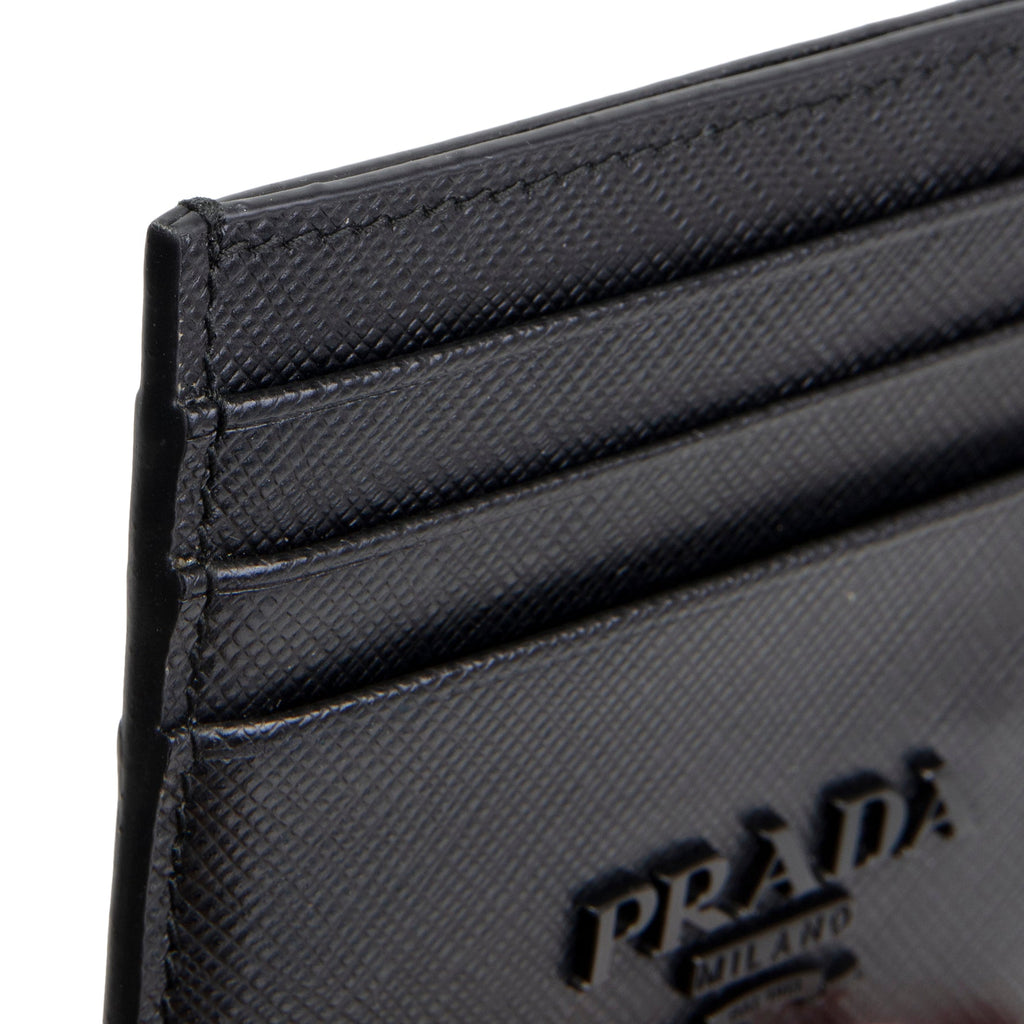 PRADA Saffiano Leather Card Holder - Black