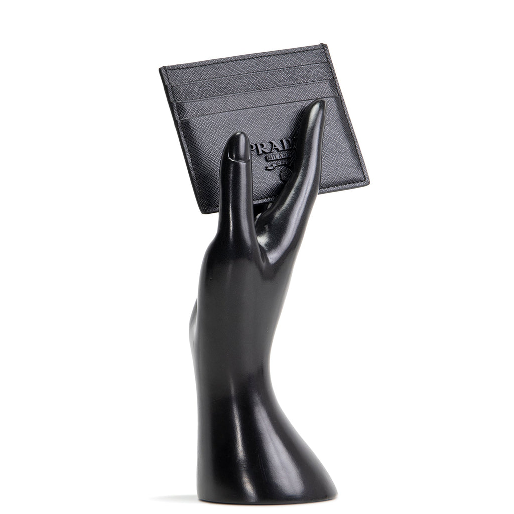 PRADA Saffiano Leather Card Holder - Black