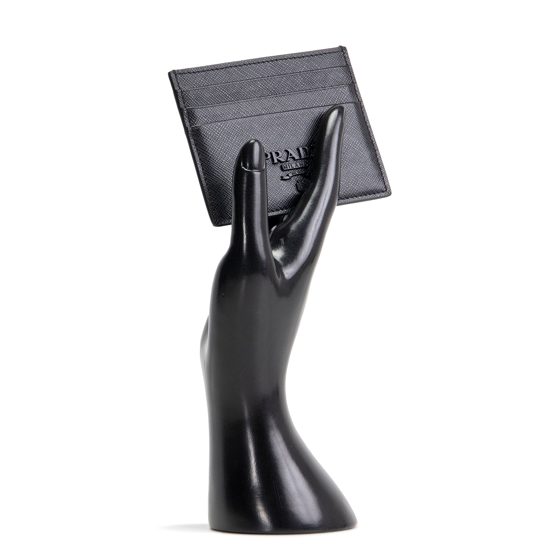 PRADA Saffiano Leather Card Holder - Black