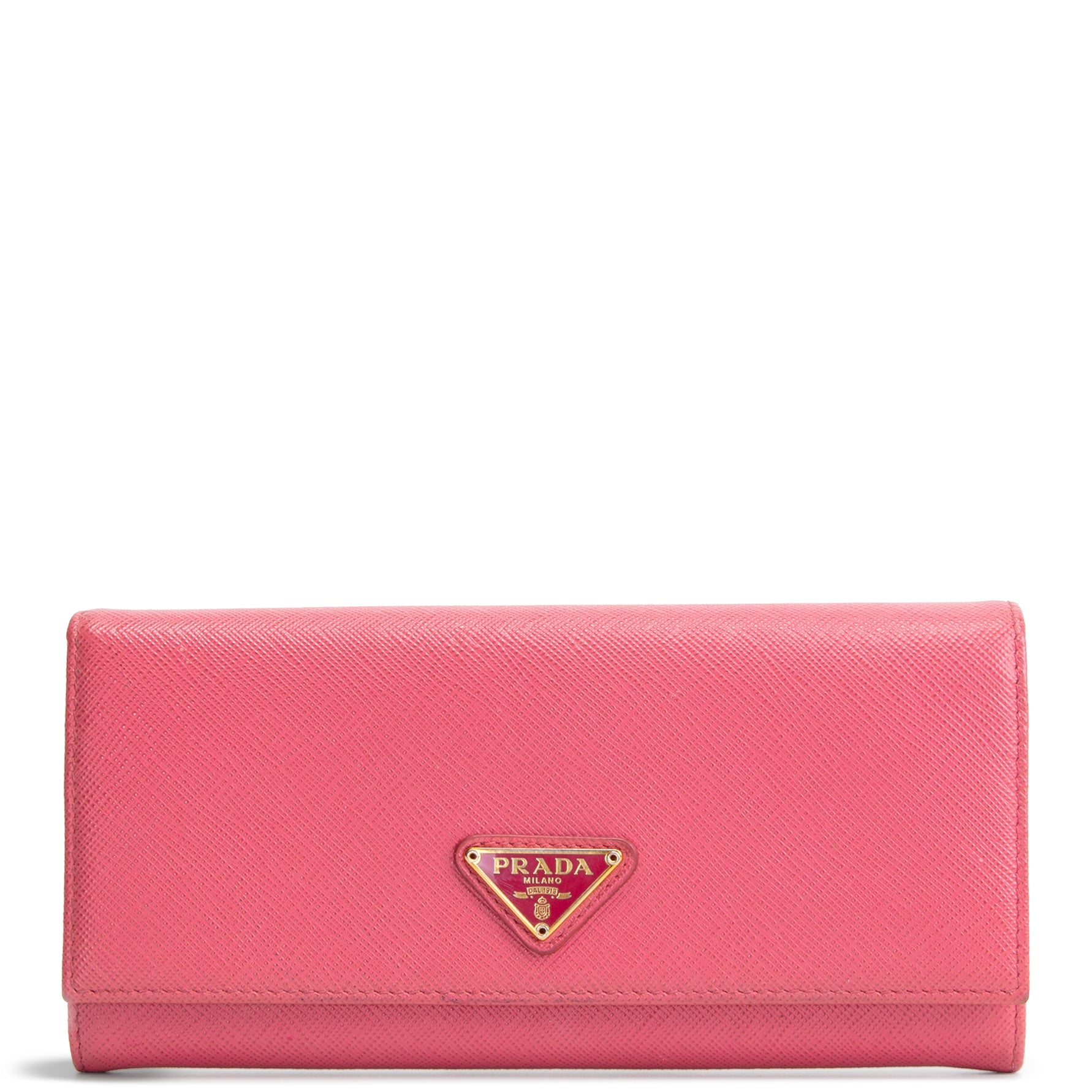 PRADA Saffiano Leather Snap Wallet - Pink OUTLET FINAL SALE