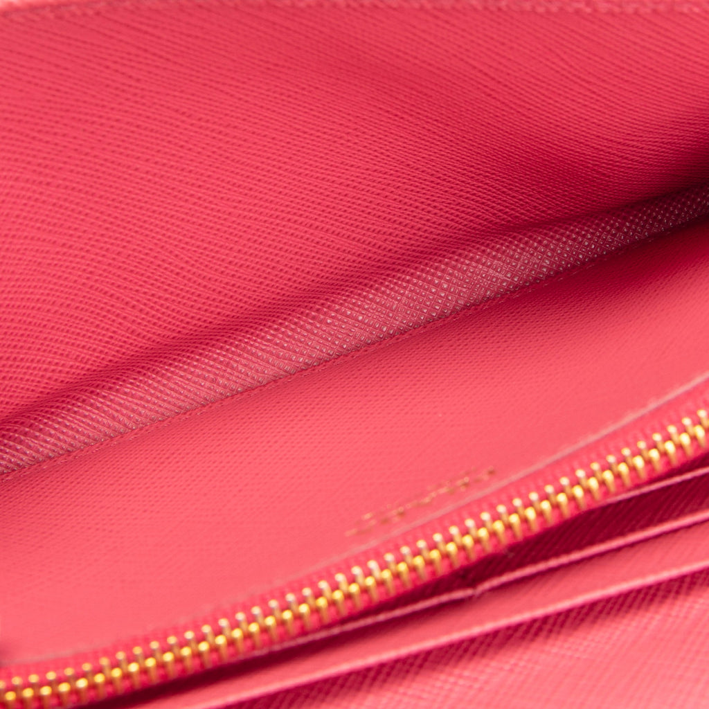 PRADA Saffiano Leather Snap Wallet - Pink OUTLET FINAL SALE