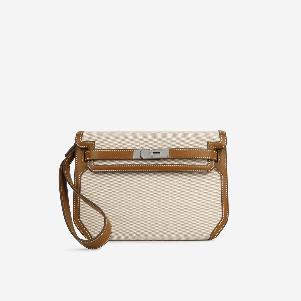 Kelly Dépêches 25 - Fauve Barenia/Ecru Toile | Palladium Hardware