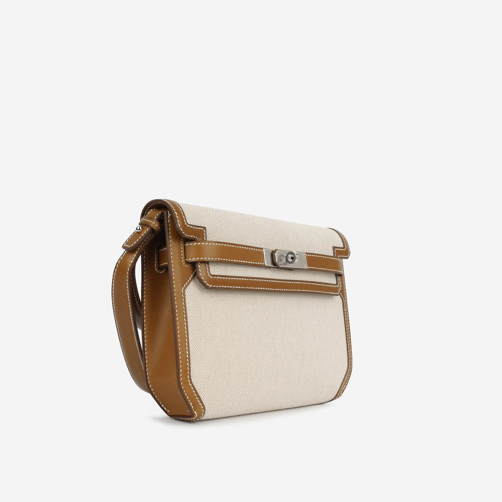 Kelly Dépêches 25 - Fauve Barenia/Ecru Toile | Palladium Hardware