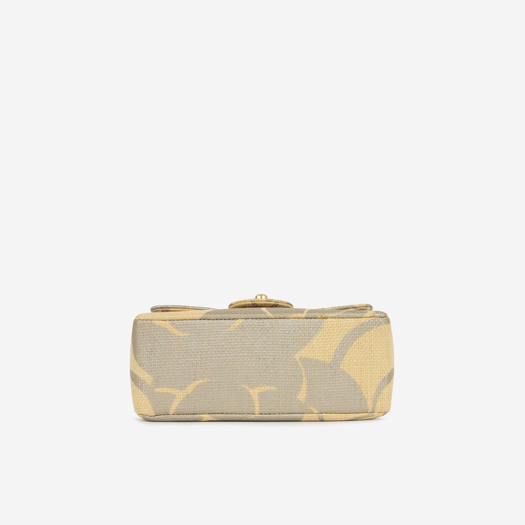 Vintage Mini Square - Beige Camellia Raffia | Antique Gold Hardware