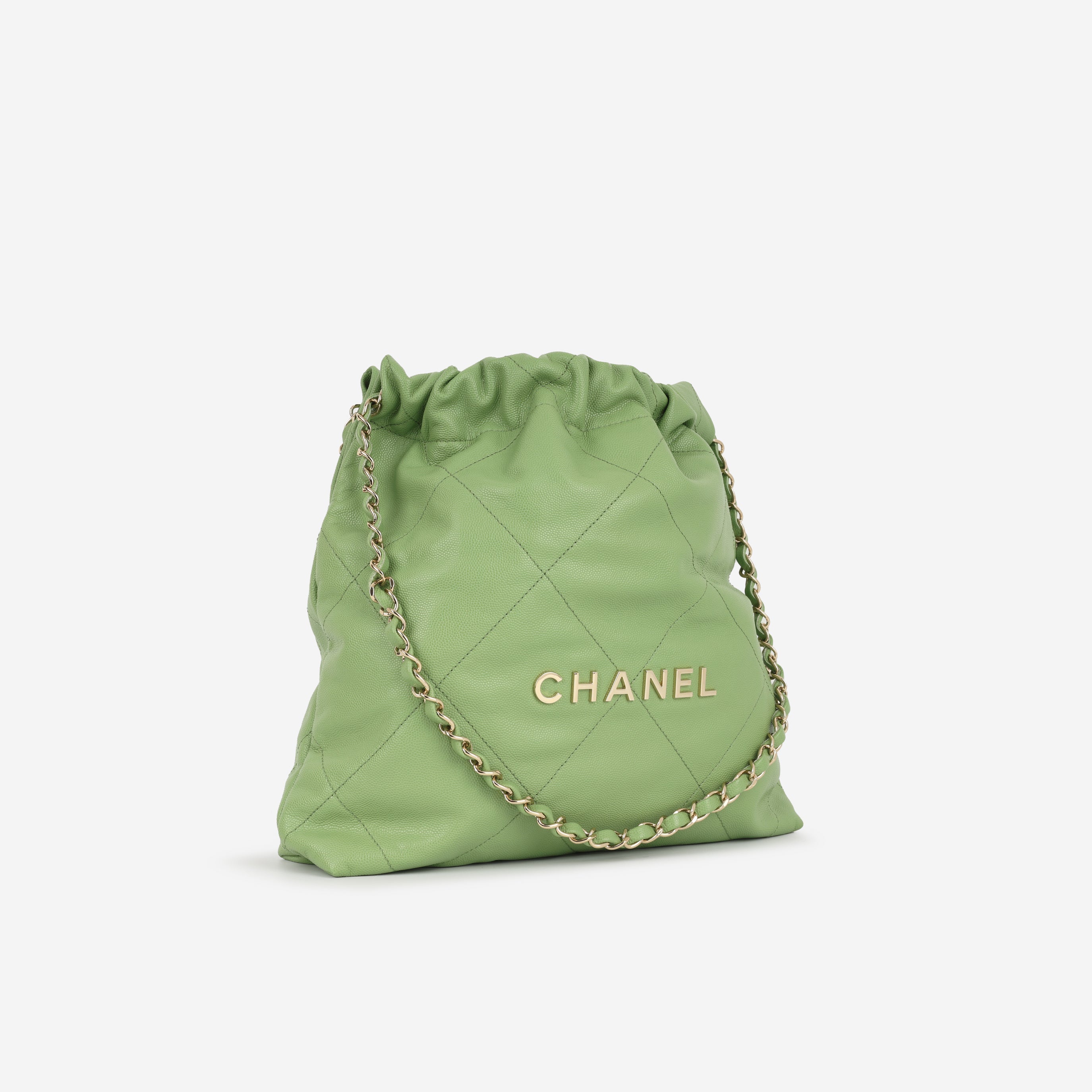 Chanel Small 22 Tote - Avocado Green | Champagne Gold Hardware