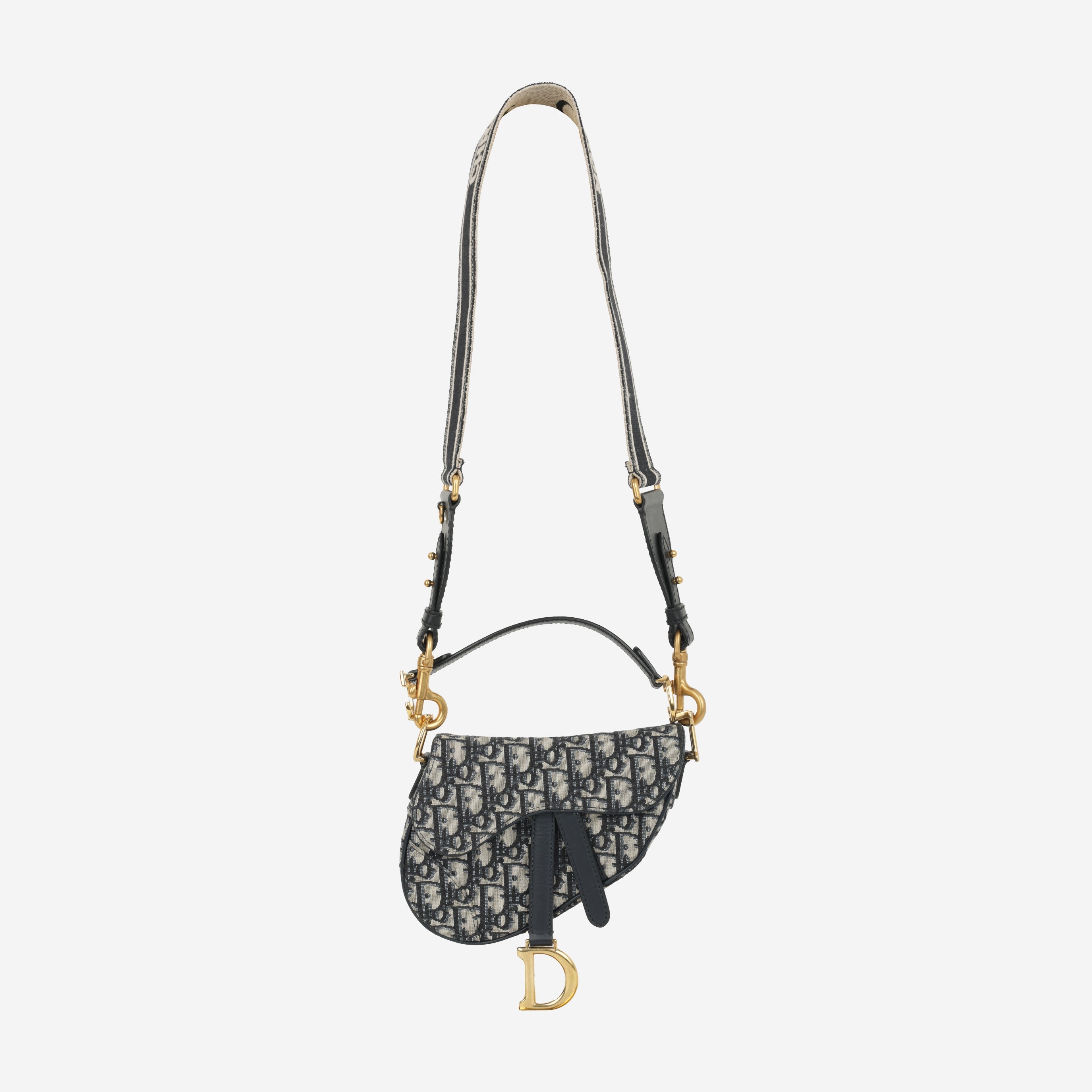 Shoulder Strap - Black Christian Dior Paris Embroidery | Antique Gold Hardware