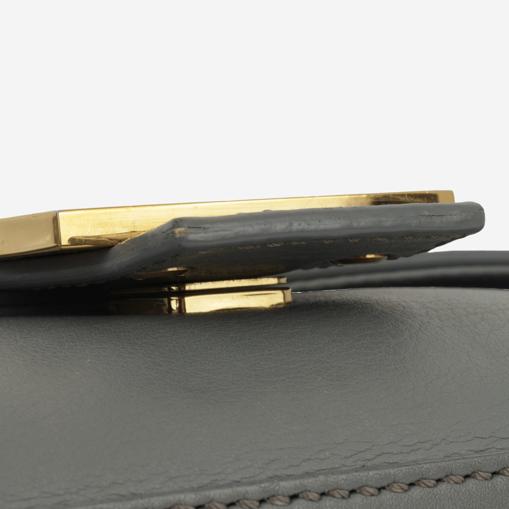 Fendi Medium Baguette Grey Lambskin | Gold Hardware