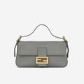 Fendi Medium Baguette Grey Lambskin | Gold Hardware