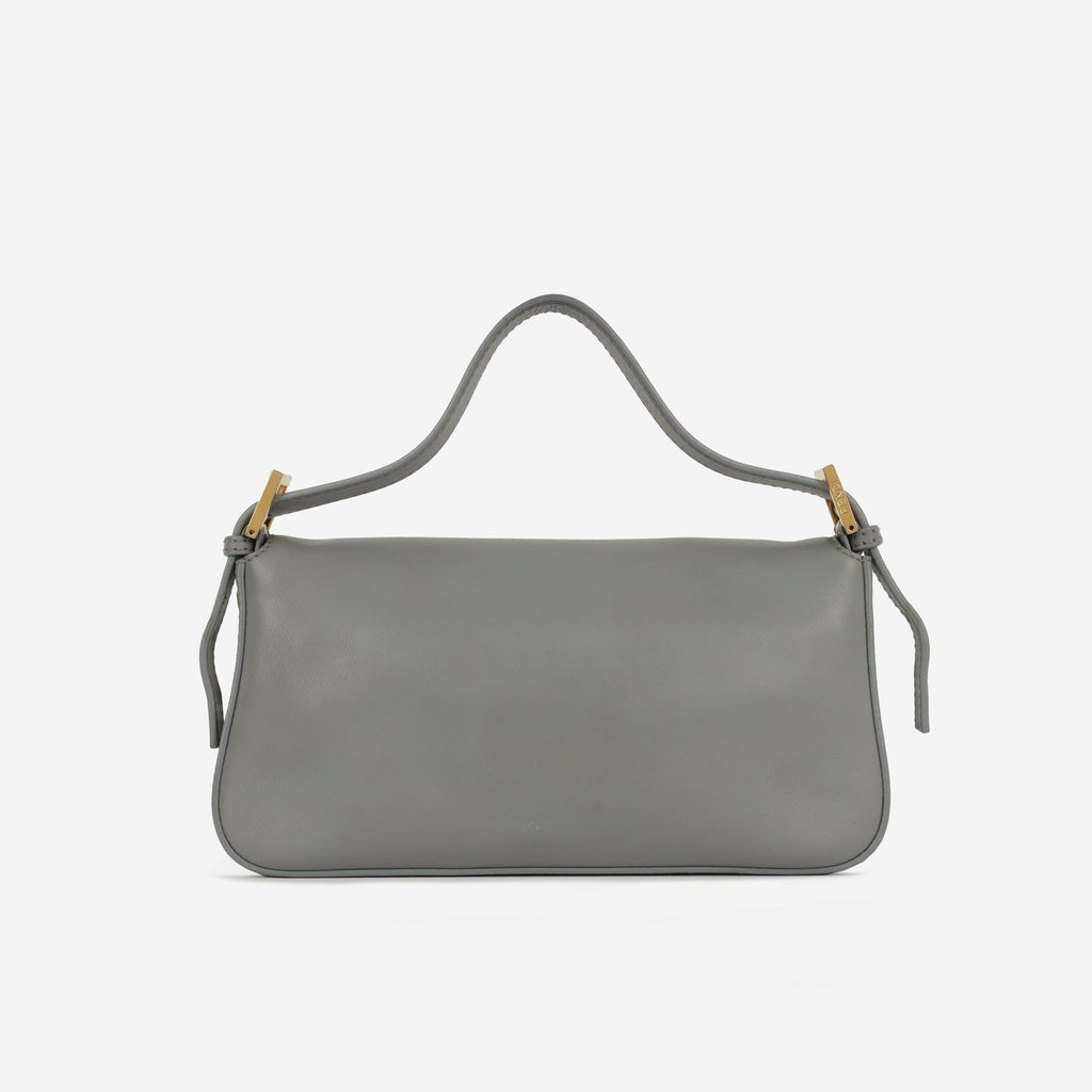 Fendi Medium Baguette Grey Lambskin | Gold Hardware