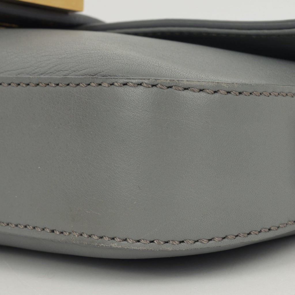 Fendi Medium Baguette Grey Lambskin | Gold Hardware