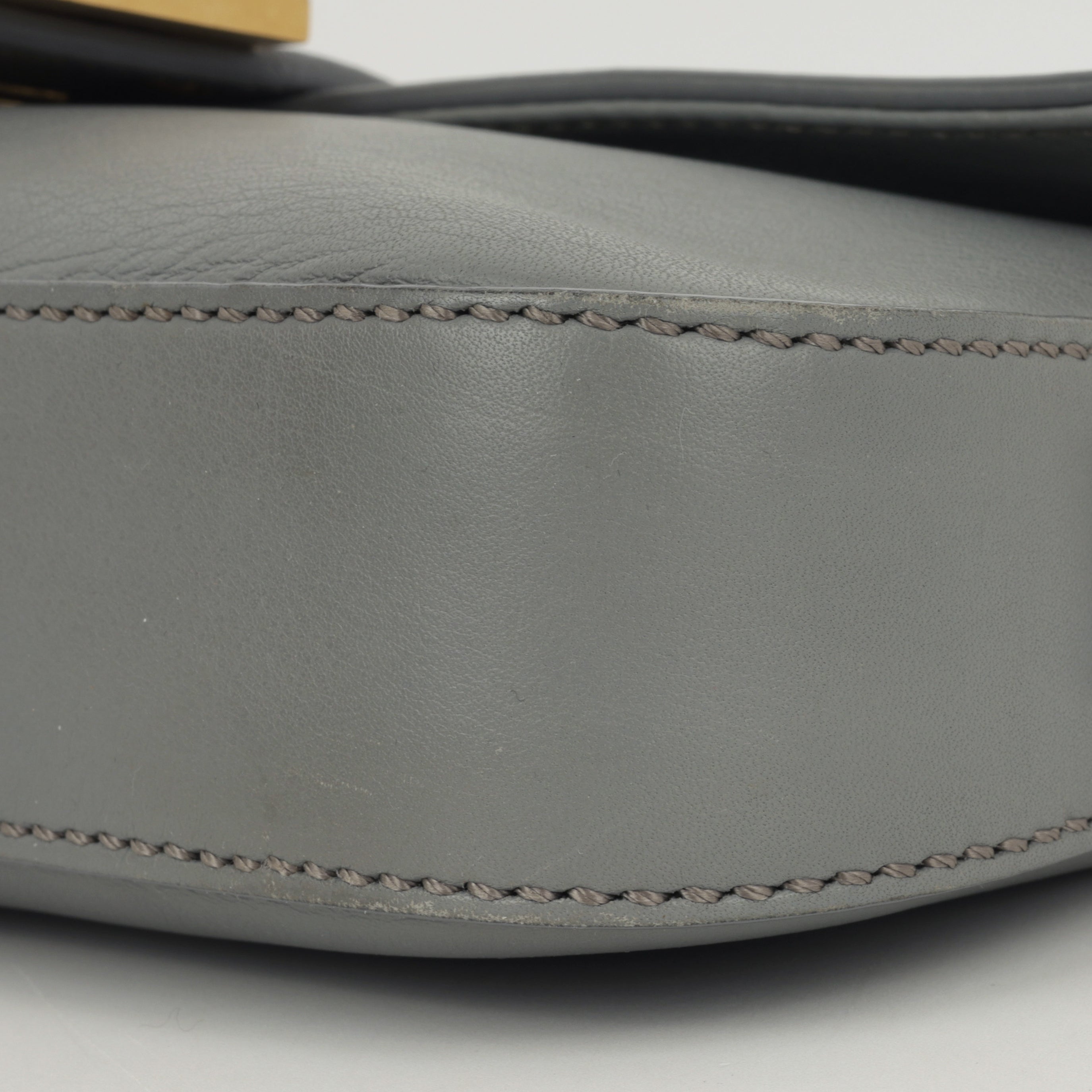 Fendi Medium Baguette Grey Lambskin | Gold Hardware