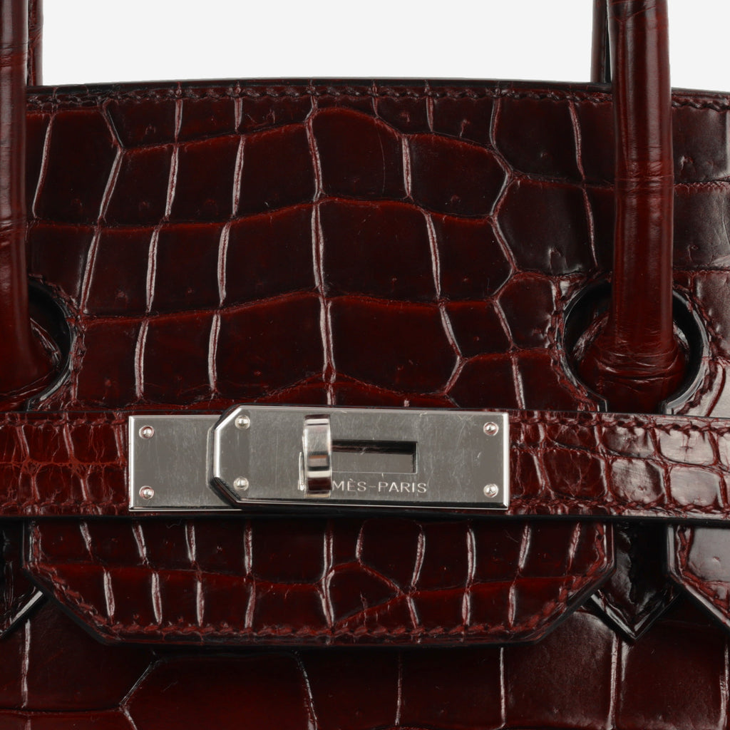 Hermès Birkin 35 - Bordeaux Crocodile Porosus | Palladium Hardware