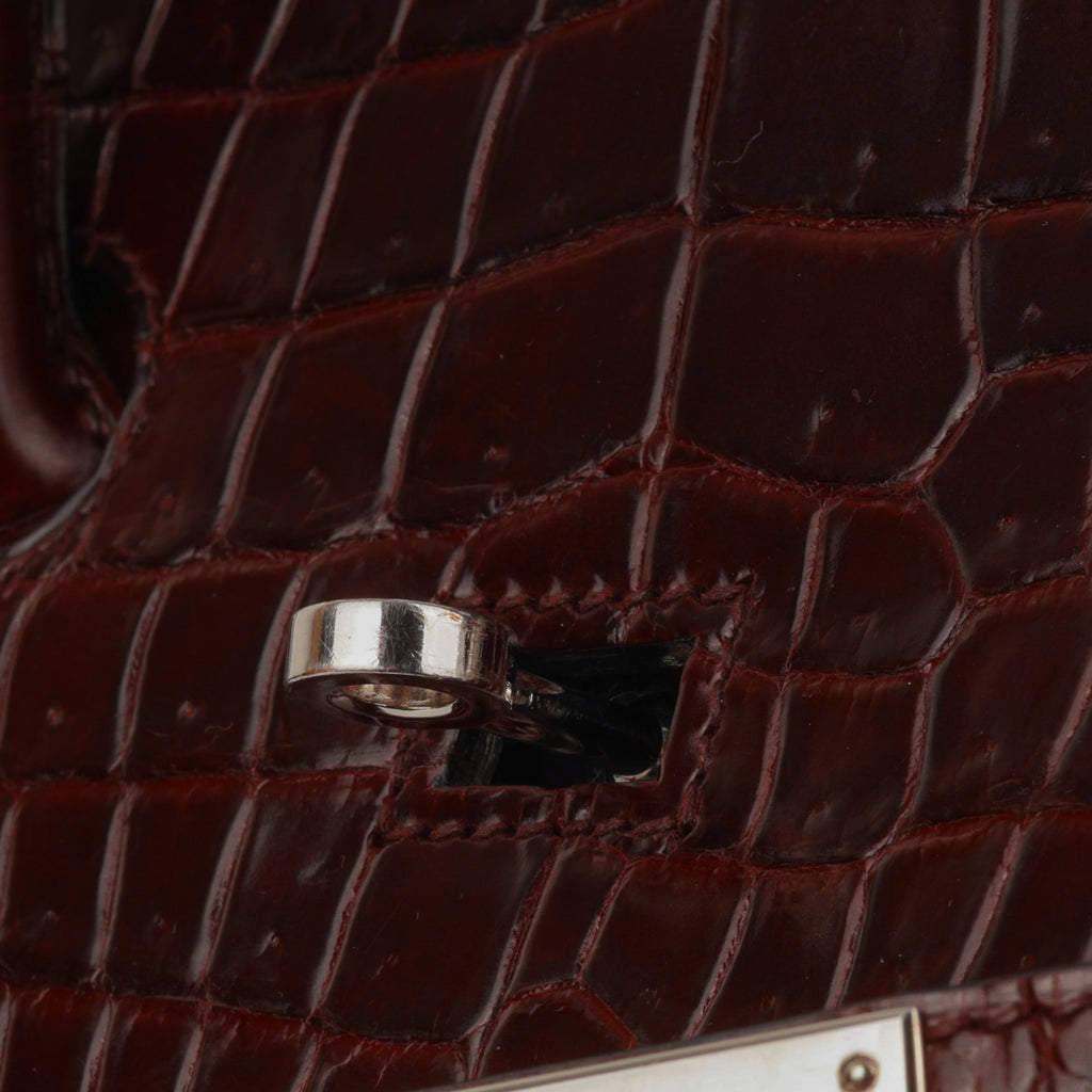 Hermès Birkin 35 - Bordeaux Crocodile Porosus | Palladium Hardware