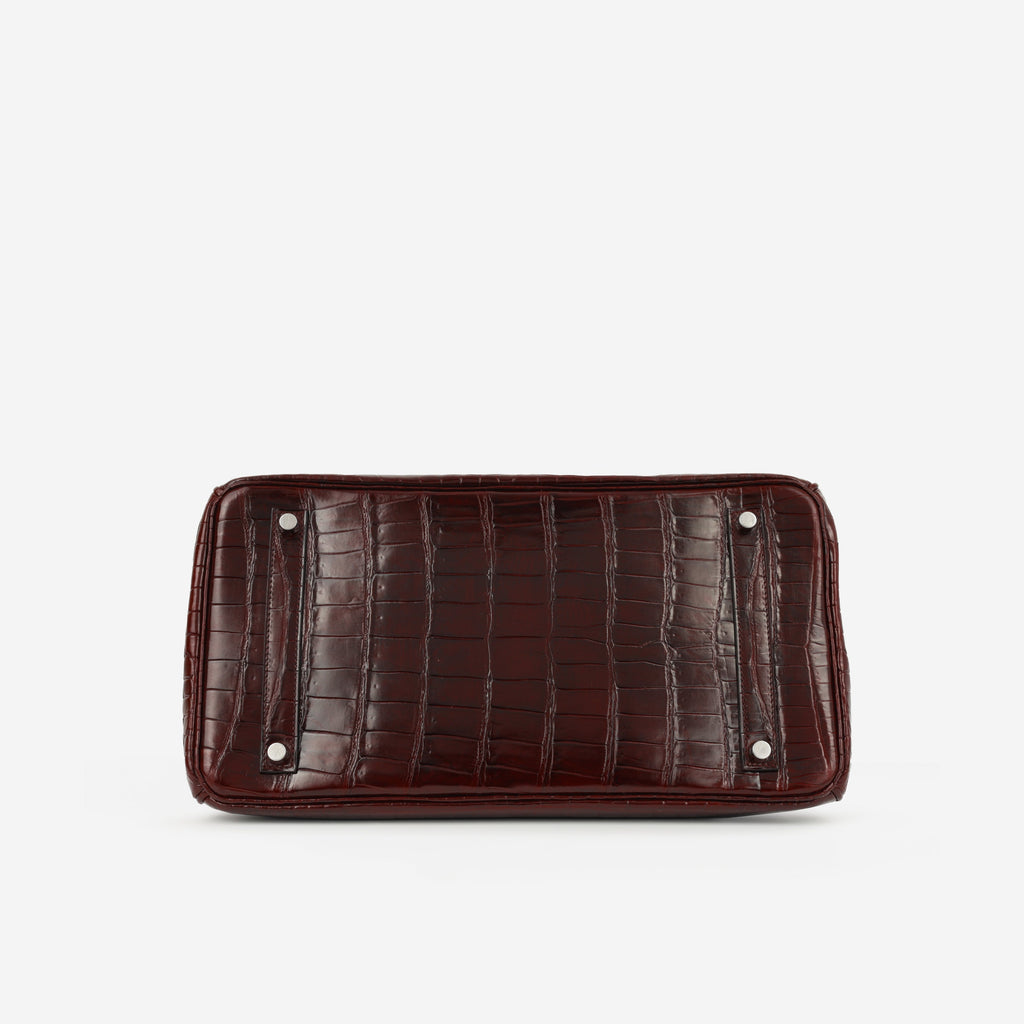 Hermès Birkin 35 - Bordeaux Crocodile Porosus | Palladium Hardware