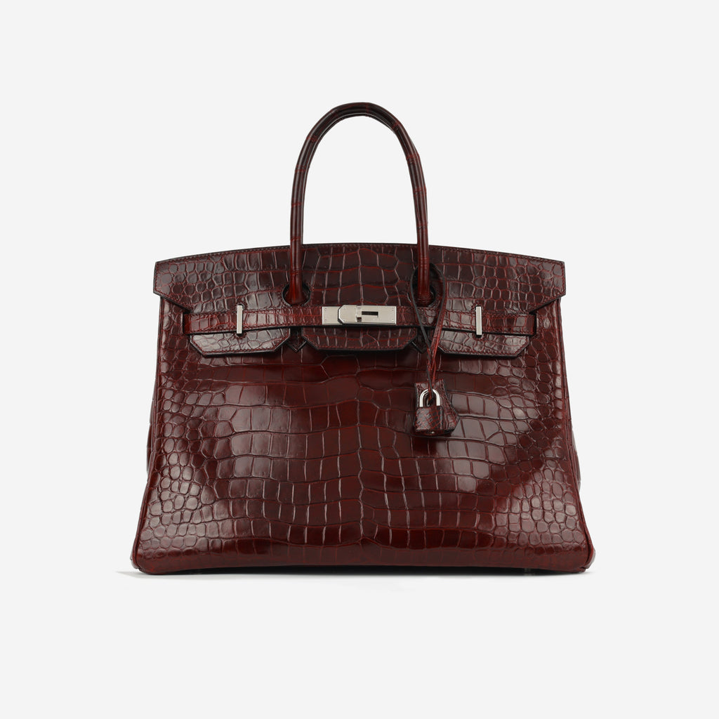 Hermès Birkin 35 - Bordeaux Crocodile Porosus | Palladium Hardware