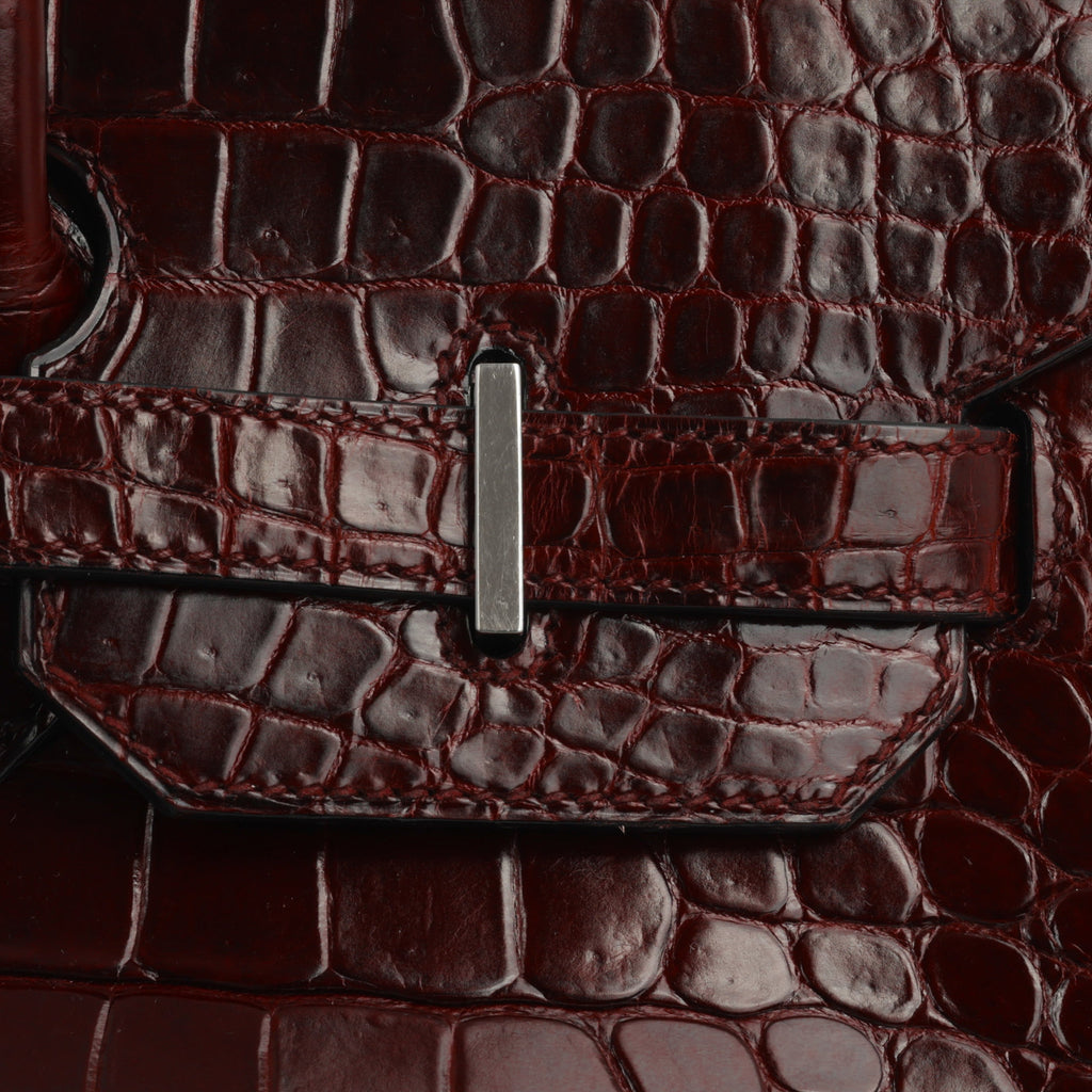 Hermès Birkin 35 - Bordeaux Crocodile Porosus | Palladium Hardware