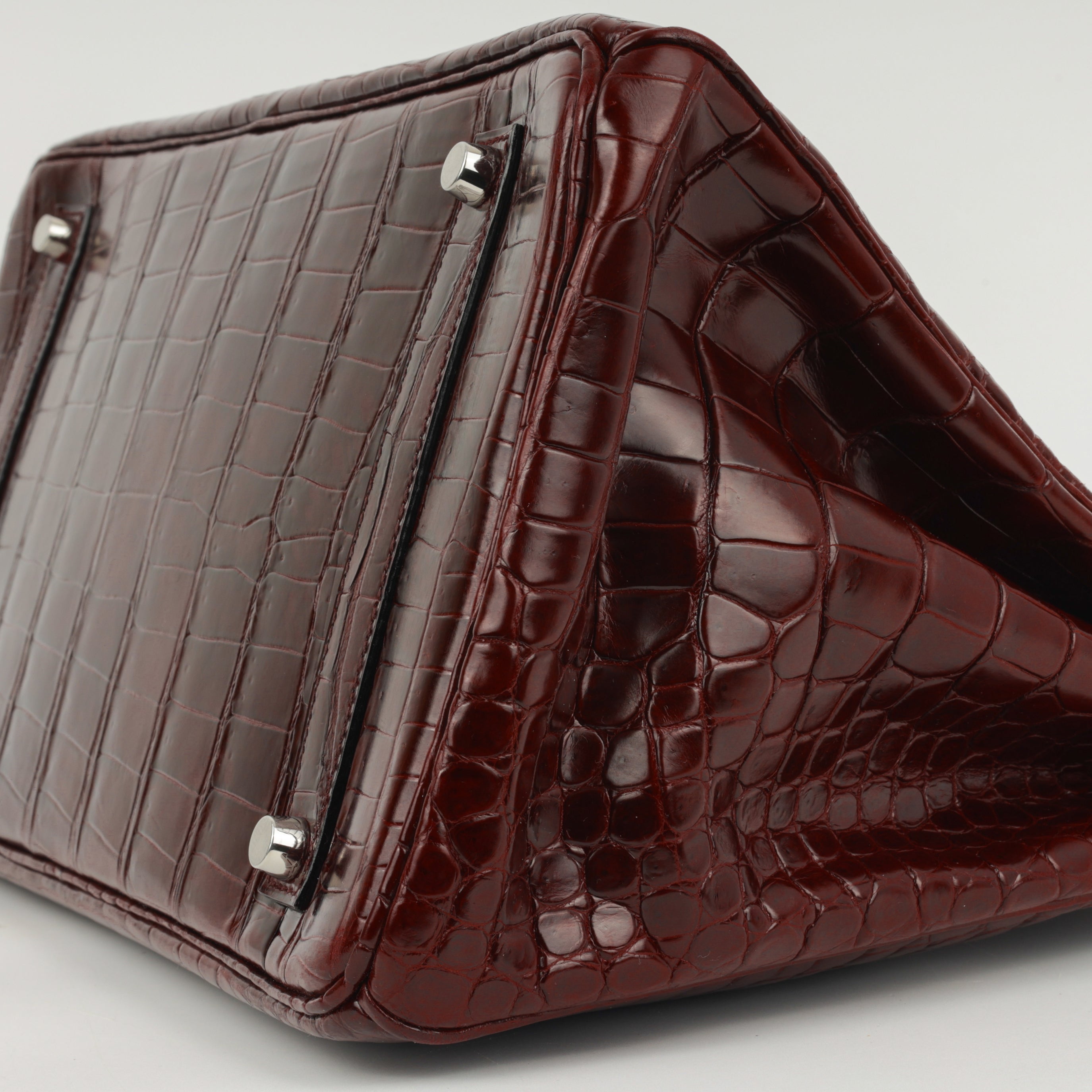Hermès Birkin 35 - Bordeaux Crocodile Porosus | Palladium Hardware