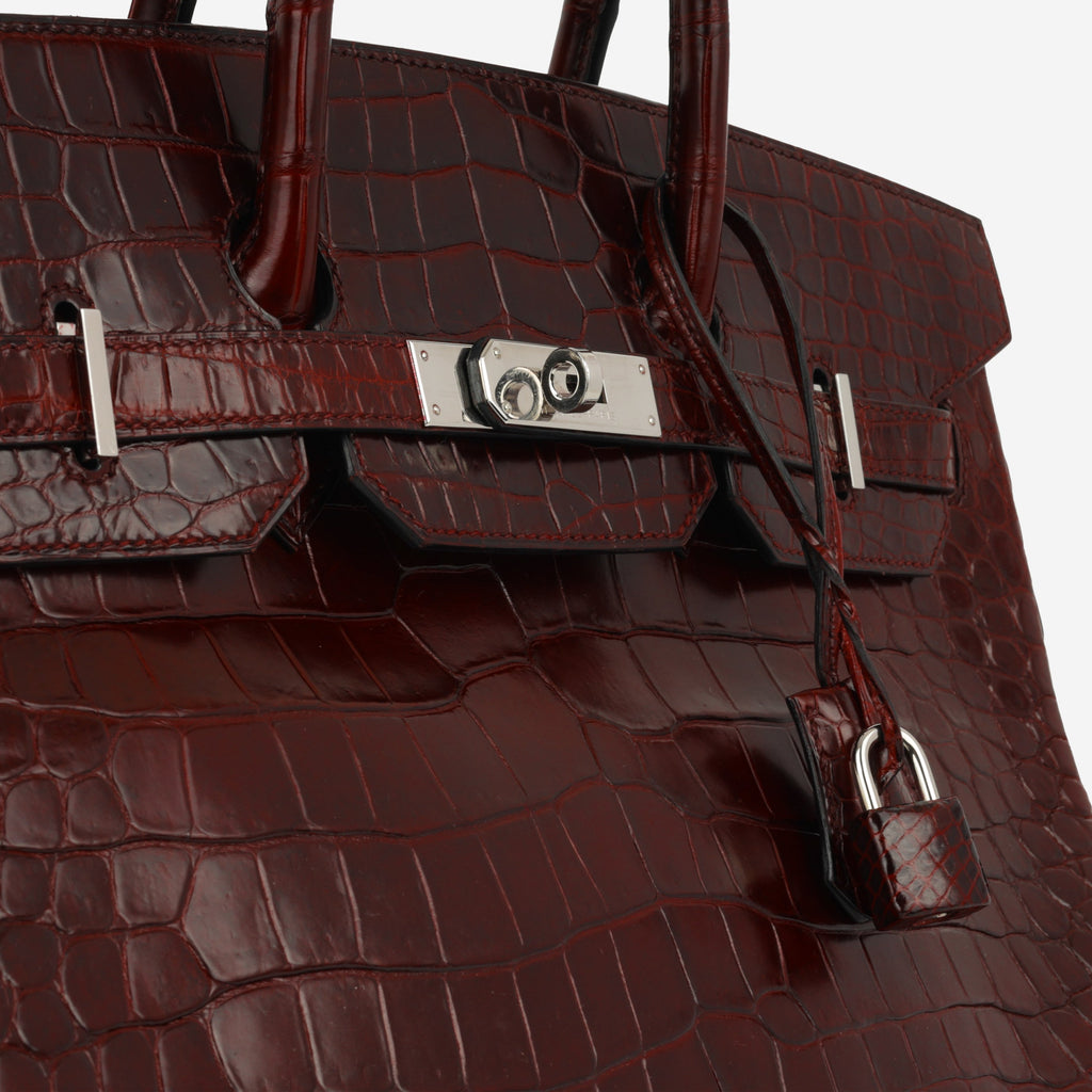 Hermès Birkin 35 - Bordeaux Crocodile Porosus | Palladium Hardware
