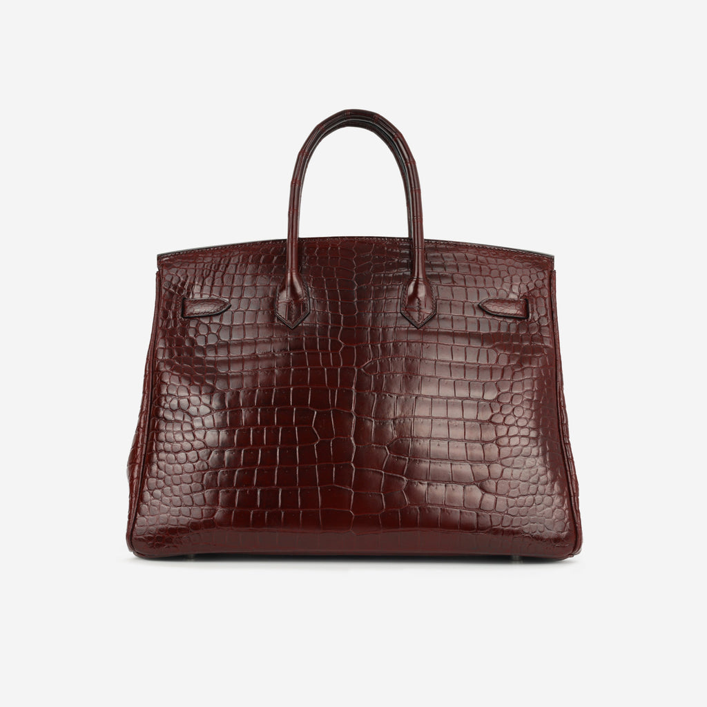 Hermès Birkin 35 - Bordeaux Crocodile Porosus | Palladium Hardware