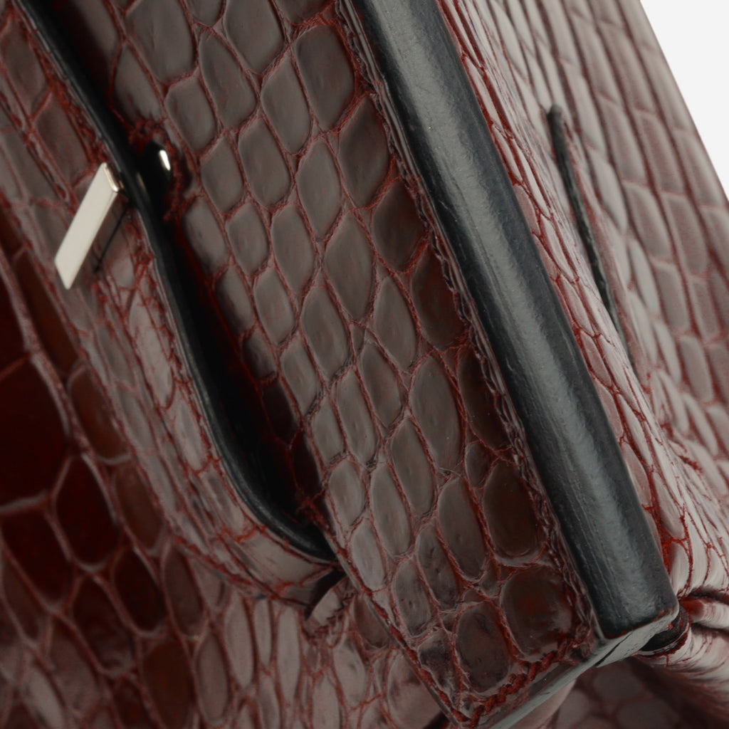 Hermès Birkin 35 - Bordeaux Crocodile Porosus | Palladium Hardware