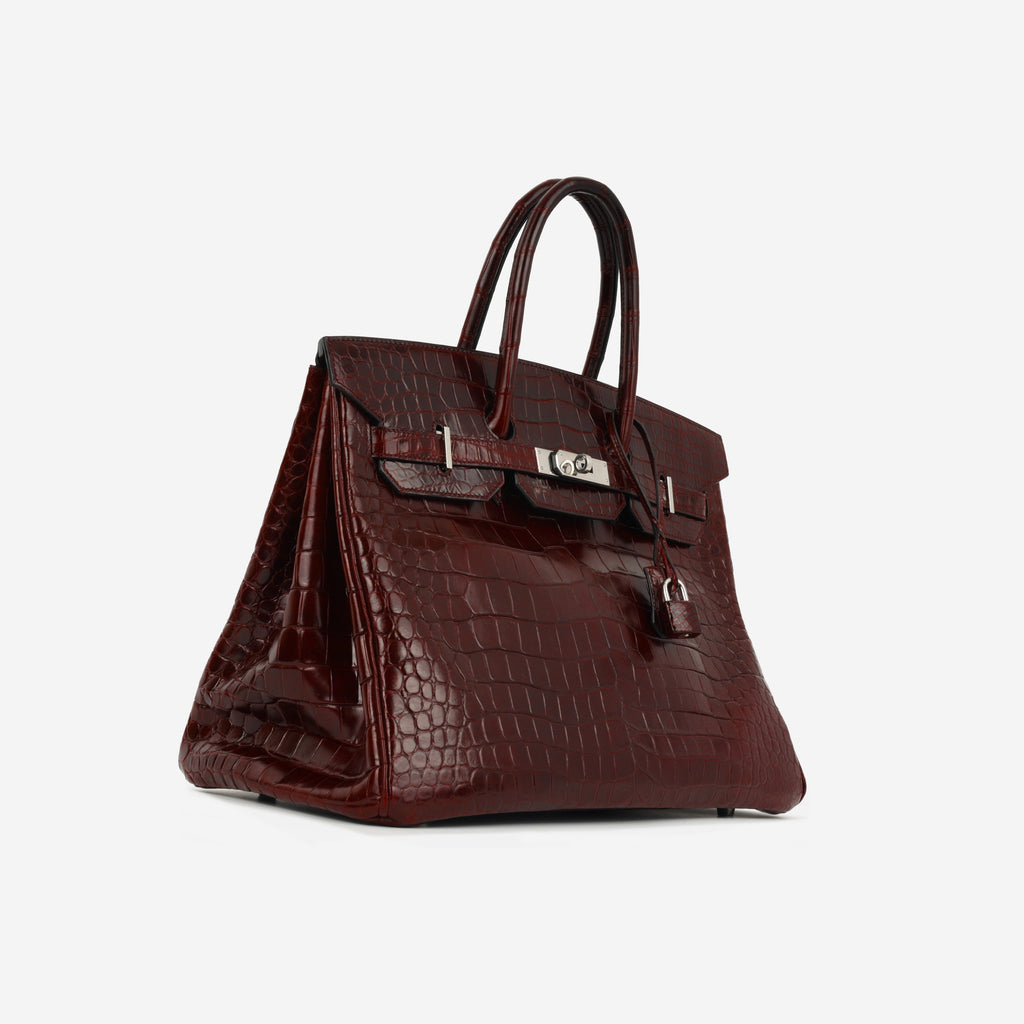 Hermès Birkin 35 - Bordeaux Crocodile Porosus | Palladium Hardware
