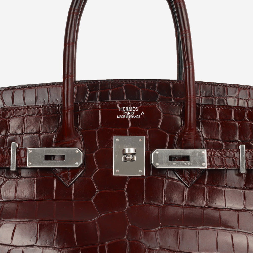 Hermès Birkin 35 - Bordeaux Crocodile Porosus | Palladium Hardware