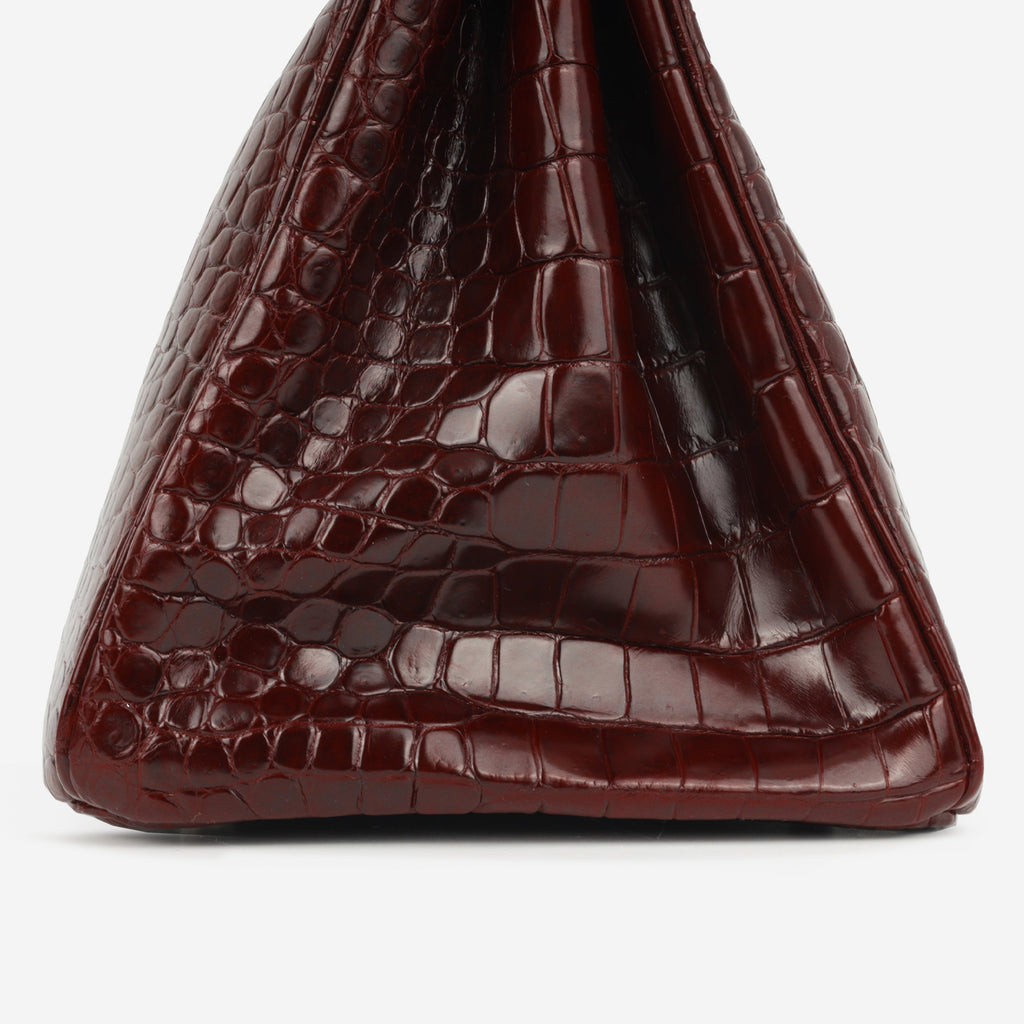 Hermès Birkin 35 - Bordeaux Crocodile Porosus | Palladium Hardware