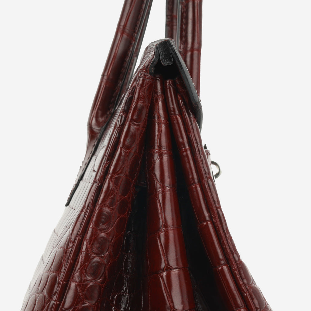 Hermès Birkin 35 - Bordeaux Crocodile Porosus | Palladium Hardware