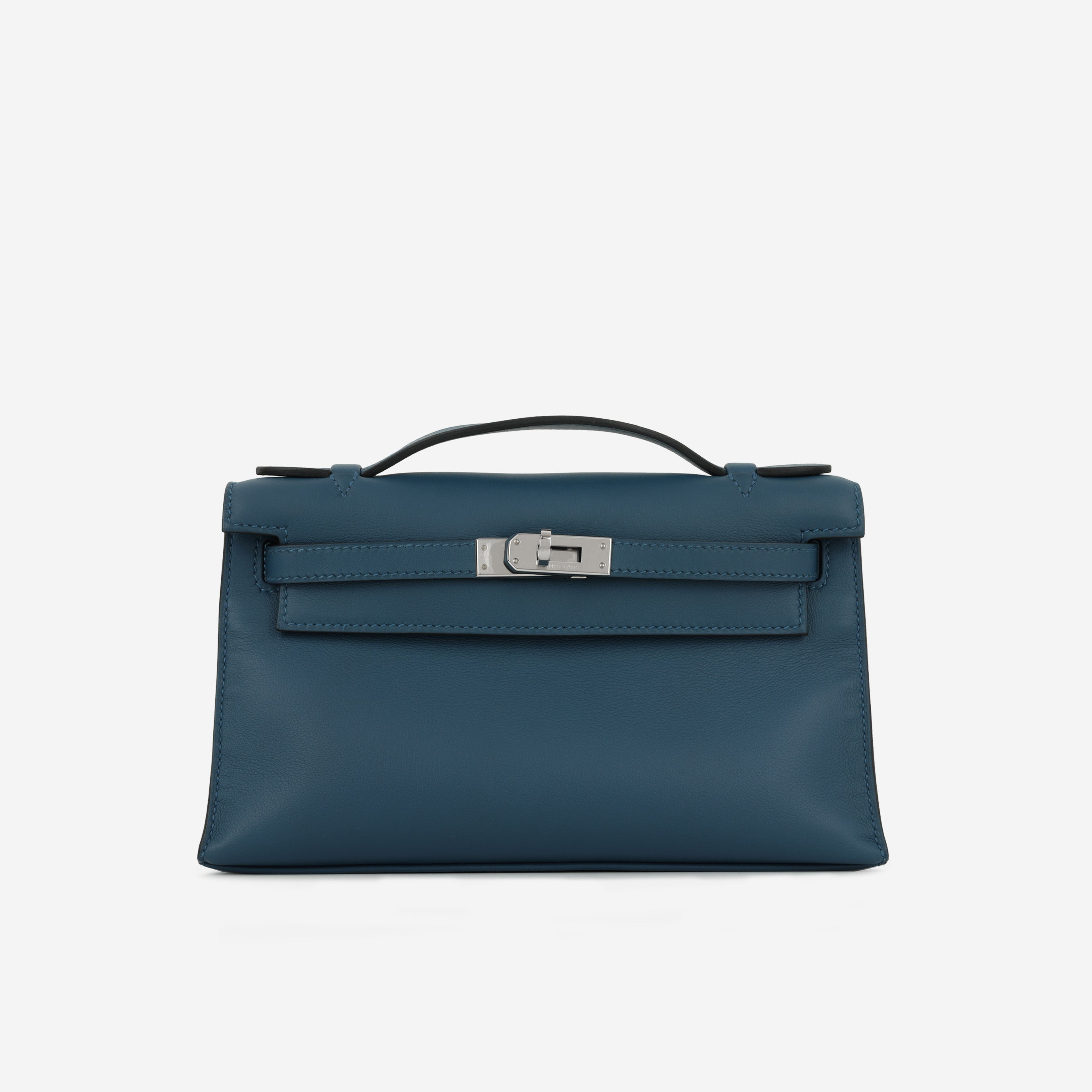 Hermès Kelly Pochette - Bleu Colvert Swift |  Palladium Hardware