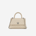 Chanel Small Coco Handle - Beige Chevron Caviar | Ruthenium Hardware