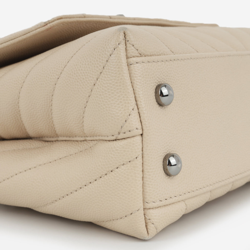 Chanel Small Coco Handle - Beige Chevron Caviar | Ruthenium Hardware
