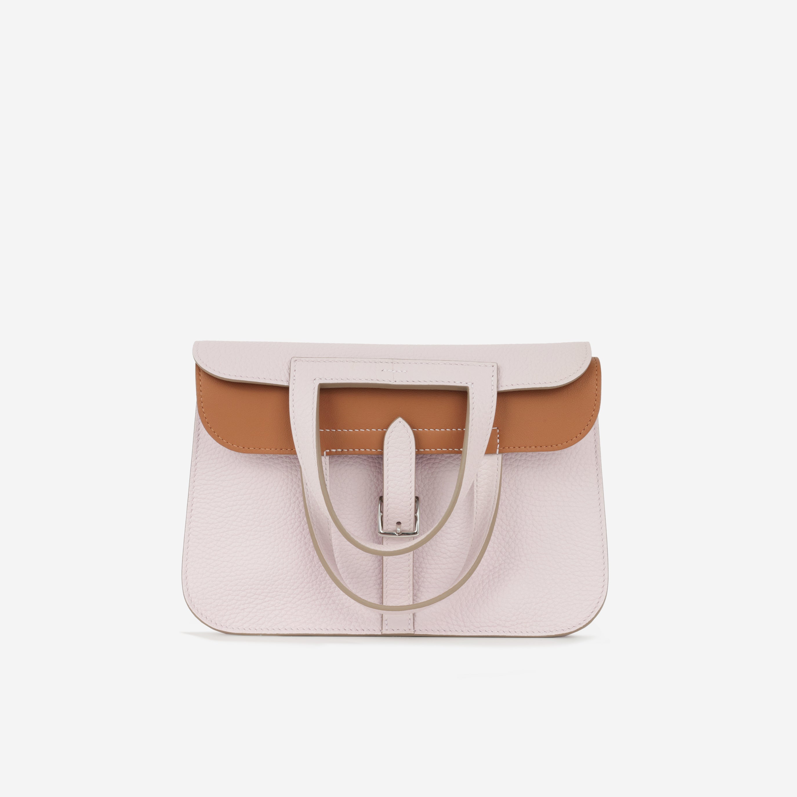 Hermès Halzan 25 Verso - Mauve Pale Clemence / Gold Swift | Palladium Hardware