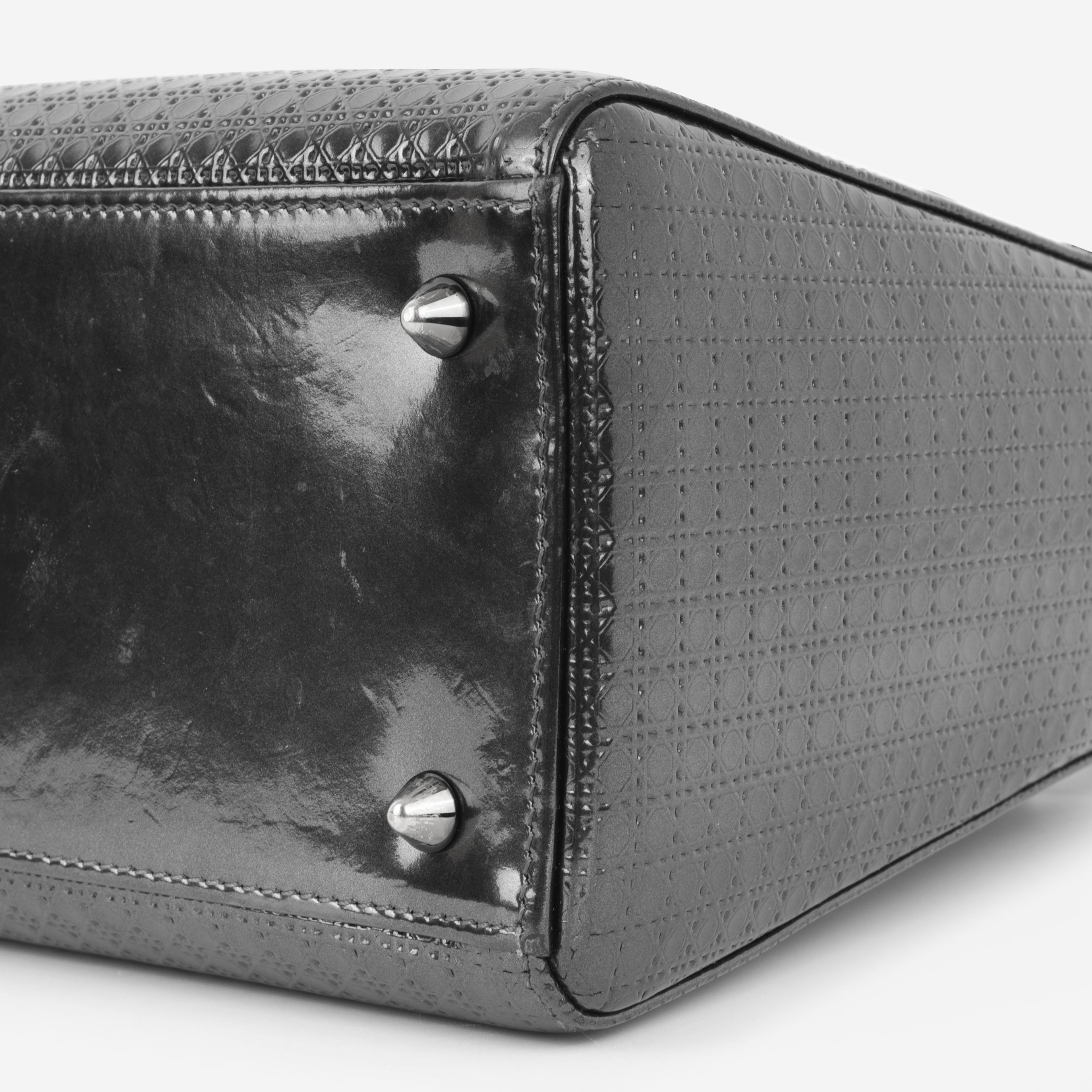 Dior Medium Lady Dior  - Dark Grey Metallic Microcannage | Ruthenium Hardware