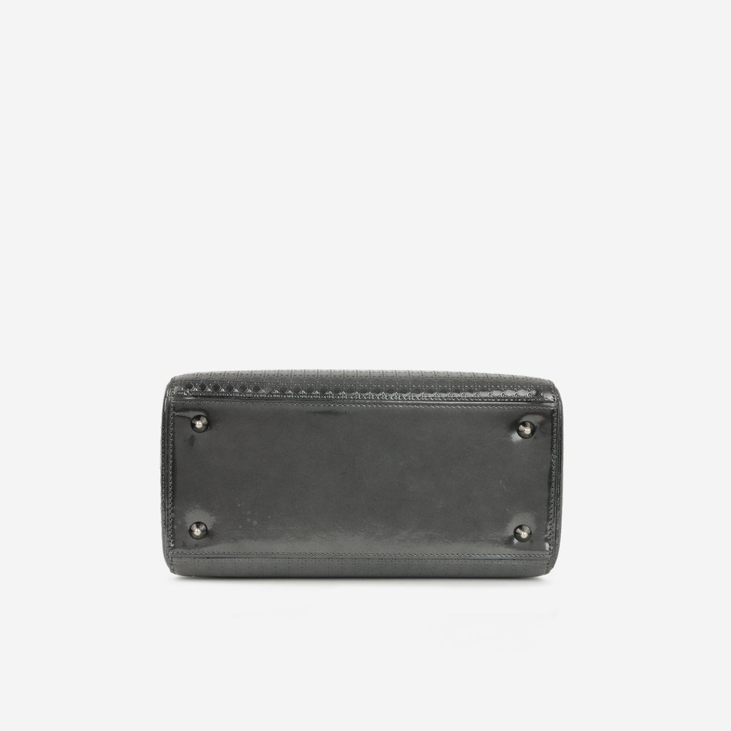 Dior Medium Lady Dior  - Dark Grey Metallic Microcannage | Ruthenium Hardware